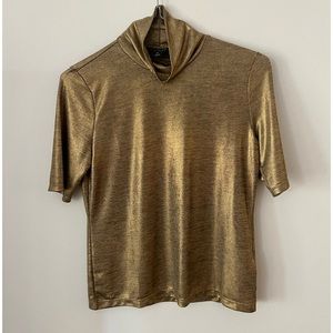 Lauren Ralph Lauren size Medium metallic mock neck. Like new.